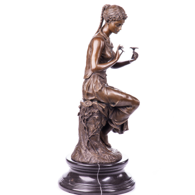 Bronze Figur Jugendstil - Frau mit Blume 63cm2 Bronze Figur Jugendstil - Frau mit Blume 63cm2