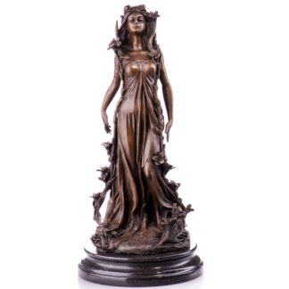 Bronze Figur Jugendstil - Frau mit Blumen 42cm