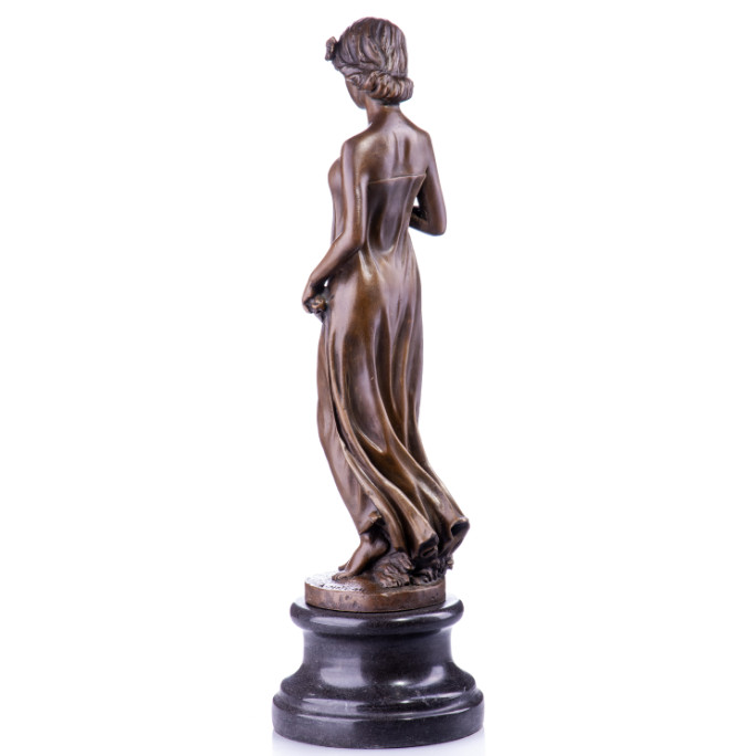 Bronze Figur Jugendstil - Frau mit Blüte 46cm2 Bronze Figur Jugendstil - Frau mit Blüte 46cm2
