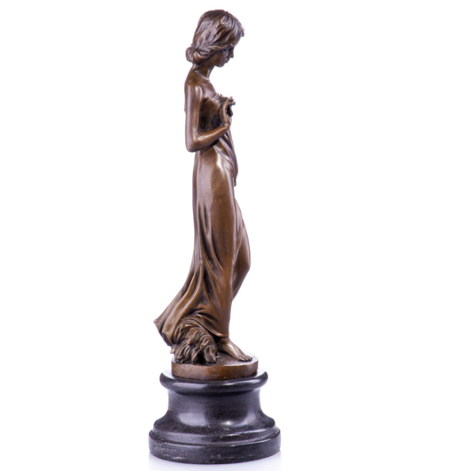 Bronze Figur Jugendstil - Frau mit Blüte 46cm3 Bronze Figur "Jugendstil - Frau mit Blüte" 46cm – Bild 3