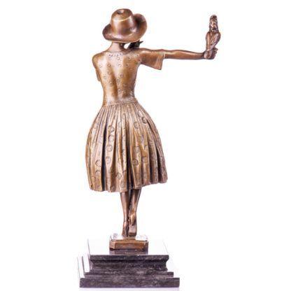 Bronze Figur "Jugendstil - Frau mit Papagei" 38cm – Bild 3