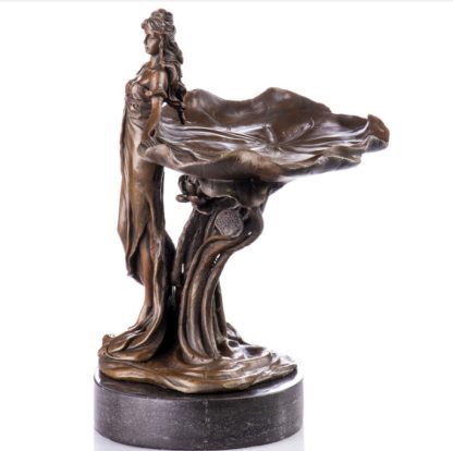 Bronze Figur Jugendstil - Frau mit Seerosen 26cm2