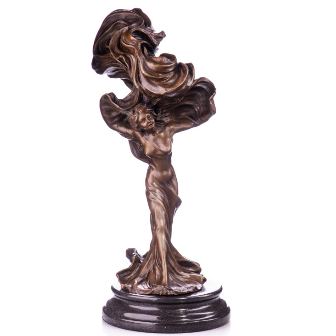 Bronze Figur Jugendstil - Frau wallendem Kleid 38cm Bronze Figur Jugendstil - Frau wallendem Kleid 38cm