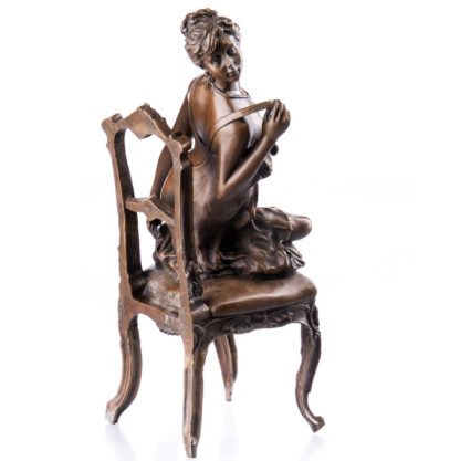 Bronze Figur Jugendstil - Weiblicher Akt auf Stuhl 40cm2