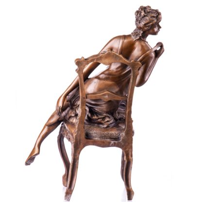 Bronze Figur Jugendstil - Weiblicher Akt auf Stuhl 40cm4