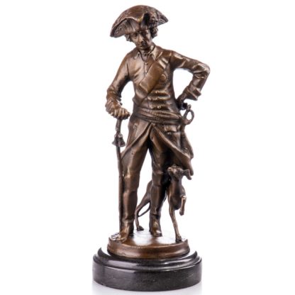 Bronze Figur Kaiser Friedrich "Der Alte Fritz mit Jagdhund" 30cm