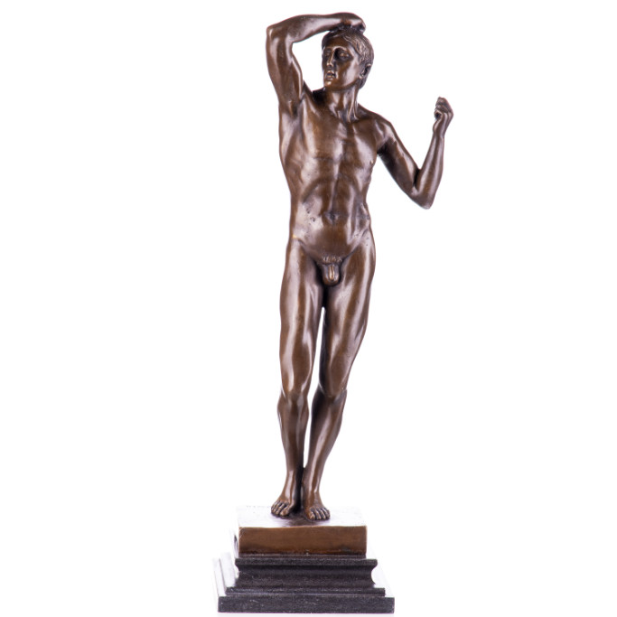 Bronzeskulptur Akt Mann Jüngling Bronze Skulptur Figur nach Rodin Kopie Replik 