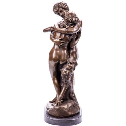 Bronze Figur - Nymphe und Faun nach Dalou 57cm2