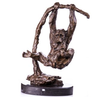 Bronze Figur Tier - Affe an Ast 47cm