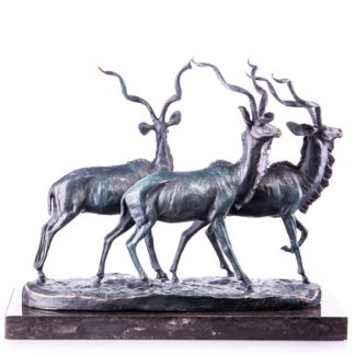 Bronze Figur Tier Antilopen mit grüner Patina 36x43cm 324x324 - Bronze Figur Tier - "Antilopen mit grüner Patina" 36x43cm