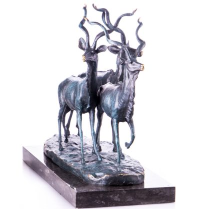 Bronze Figur Tier Antilopen mit grüner Patina 36x43cm2