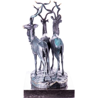 Bronze Figur Tier - "Antilopen mit grüner Patina" 36x43cm – Bild 4