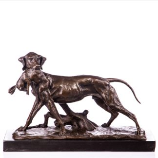 Bronze Figur Tier Jagdhund mit Kaninchen 26x38cm 324x324 - Bronze Figur Tier - "Jagdhund mit Kaninchen" 26x38cm