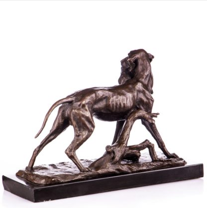 Bronze Figur Tier - "Jagdhund mit Kaninchen" 26x38cm – Bild 3