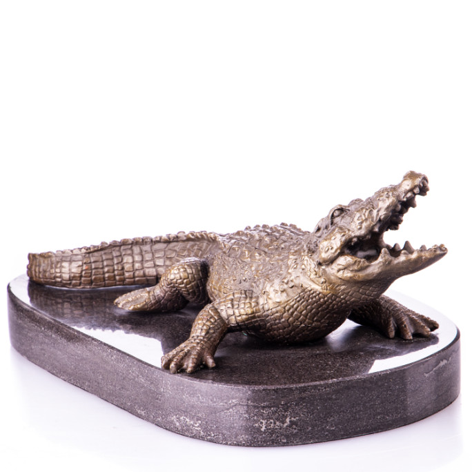 Bronze Figur Tier Krokodil 13x28cm2 Bronze Figur Tier Krokodil 13x28cm2