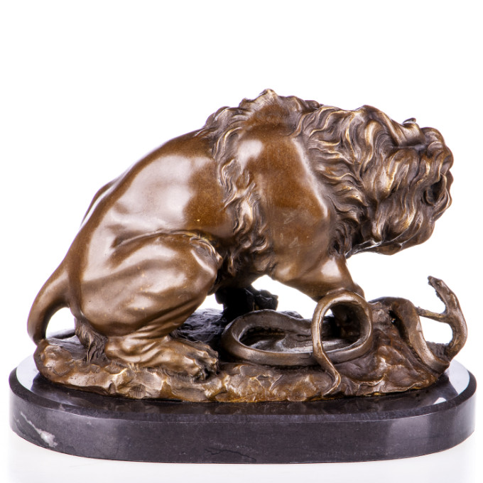 Bronze Figur Tier - Löwe mit Schlange nach Barye 21cm3 Bronze Figur Tier - "Löwe mit Schlange" nach Barye 21cm – Bild 3
