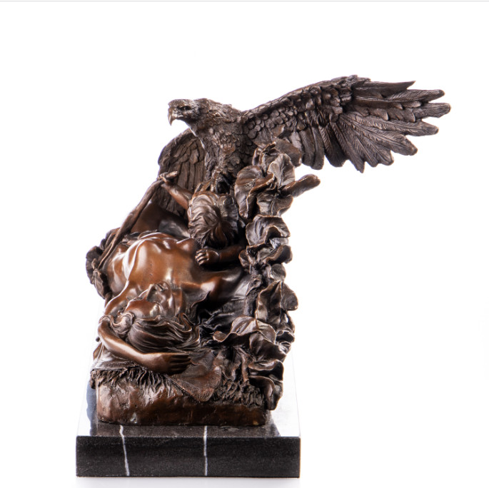 Bronzefigur Jugendstil - Weiblicher Akt mit Adler und Knabe 26x50cm2 Bronzefigur Jugendstil - Weiblicher Akt mit Adler und Knabe 26x50cm2