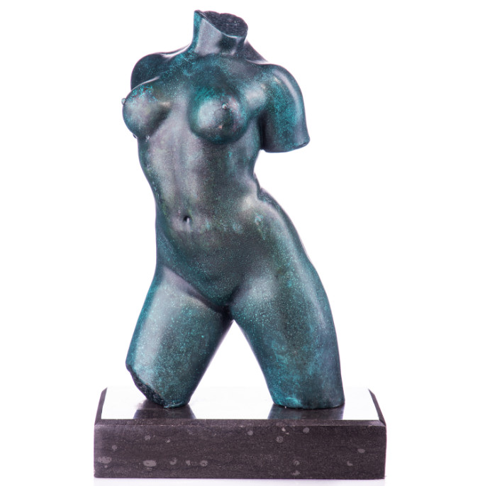 Moderne Bronzefigur - Nackter Weiblicher Torso mit grüner Patina 31cm2 Moderne Bronzefigur - Nackter Weiblicher Torso mit grüner Patina 31cm2