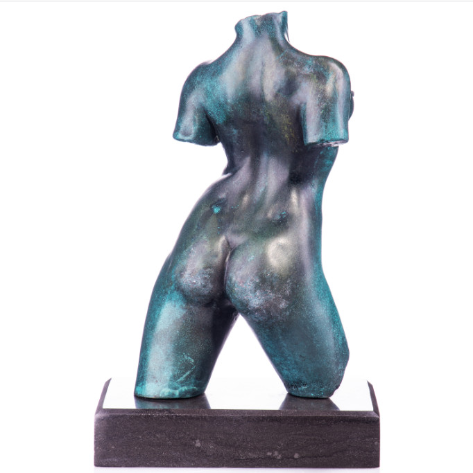 Moderne Bronzefigur - Nackter Weiblicher Torso mit grüner Patina 31cm3 Moderne Bronzefigur - "Nackter Weiblicher Torso mit grüner Patina" 31cm – Bild 3