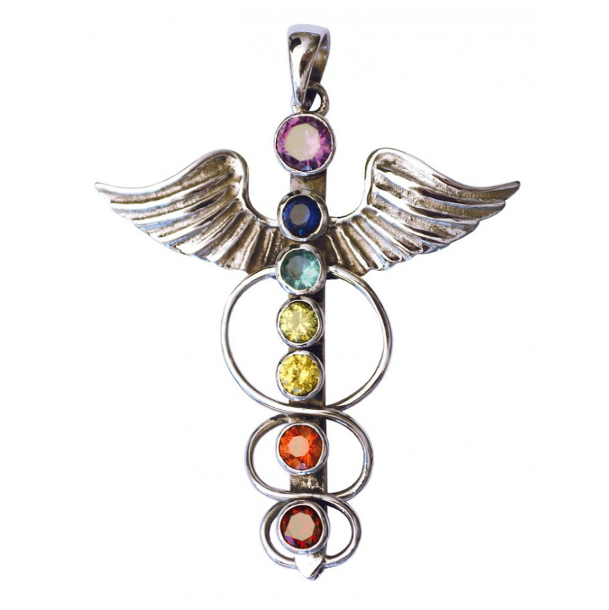 Anhänger Angel Kundalini mit Chakrasteinen Silber 925