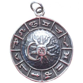 Anhänger Astrologisches Rad mit Sonne und Mond aus 925 Silber