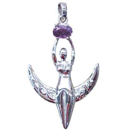 Anhänger Göttin im Mond mit Amethyst aus 925 Silber
