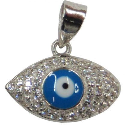 Anhänger Nazar mit Zirkonia oval aus 925-Silber