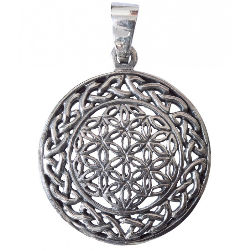 Anhänger Blume des Lebens mit Endlosknoten aus 925 Silber Anhänger Blume des Lebens mit Endlosknoten aus 925 Silber