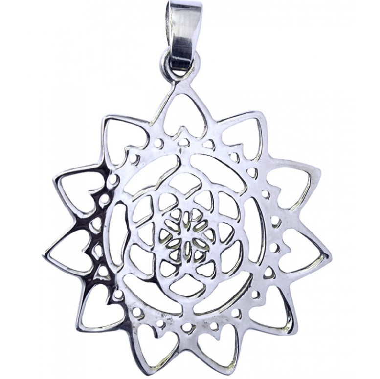 Anhänger Blume des Lebens mit Lotus aus 925 Silber Anhänger Blume des Lebens mit Lotus aus 925 Silber
