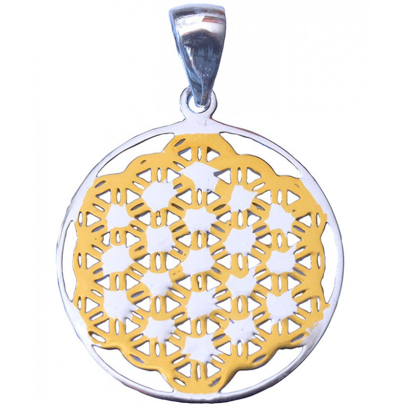 Anhänger Blume des Lebens vergoldet (5) aus 925 Silber