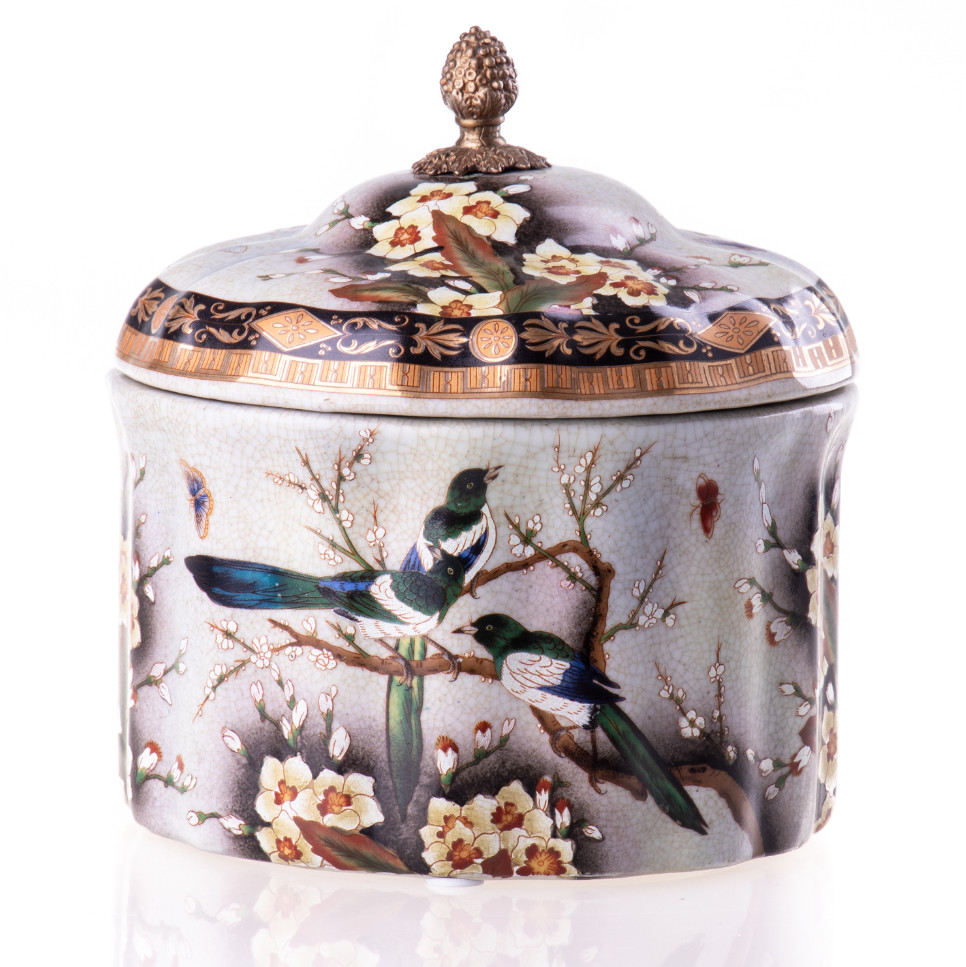 Bonbonniere Dose Vögel und Blumen 17x17x17cm