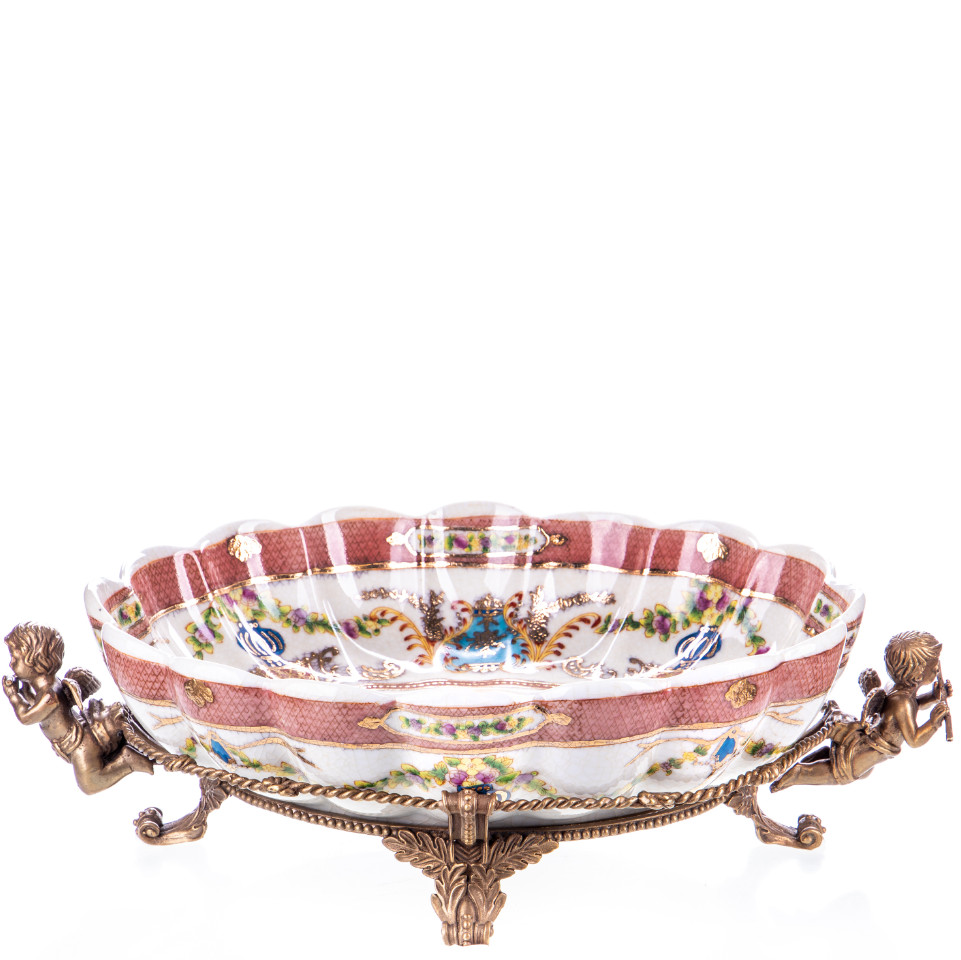 Prunkschale Jardinière mit Engeln (2) 11x40x26cm Prunkschale Jardinière mit Engeln (2) 11x40x26cm