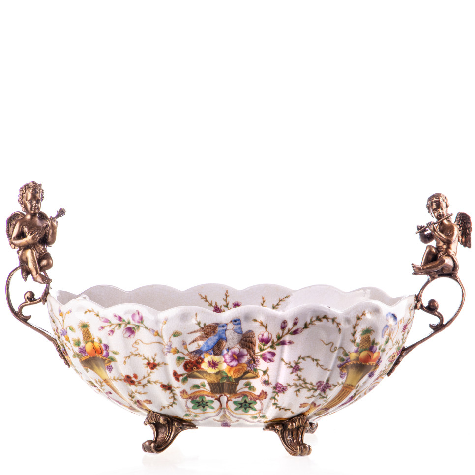 Prunkschale Jardinière mit musizierenden Engeln 25x42x22cm