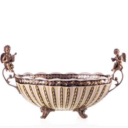 Prunkschale Jardinière mit musizierenden Engeln (2) 25x42x22cm