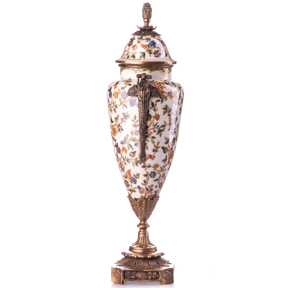 Prunkvase Deckelvase Blumen 40x14x11cm2 Prunkvase Deckelvase Blumen 40x14x11cm2