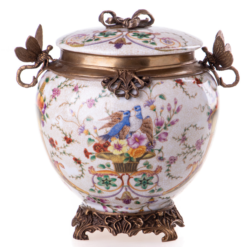 Bonbonniere Dose Libellen und Vögel 22x21x17cm Bonbonniere Dose Libellen und Vögel 22x21x17cm