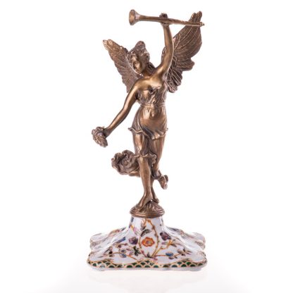 Bronze Figur Engel mit Fanfare 22x12x12cm