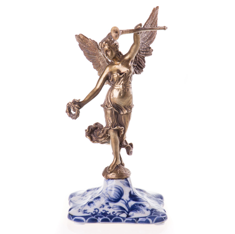 Bronze Figur Engel mit Fanfare (3) 22x12x12cm