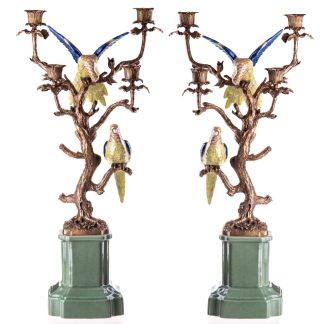 Kerzenständer vierflammig „Papageien“ 2er Set 60x30x18cm