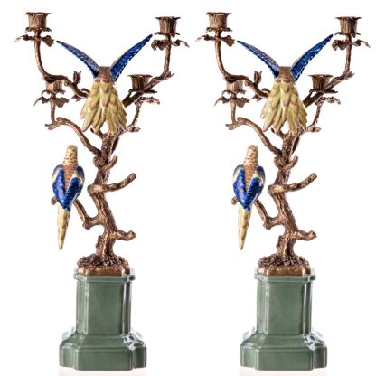 Kerzenständer vierflammig „Papageien“ 2er Set 60x30x18cm2