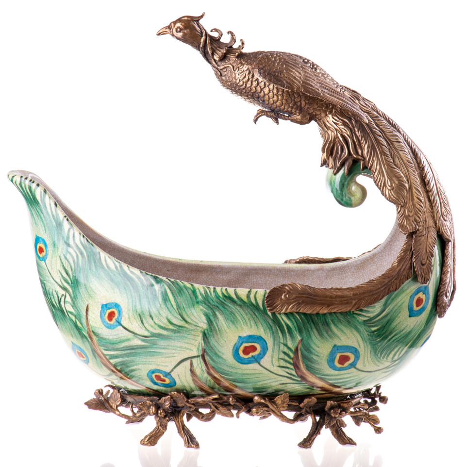 Prunkschale Jardinière Pfau 43x44x24cm Prunkschale Jardinière Pfau 43x44x24cm