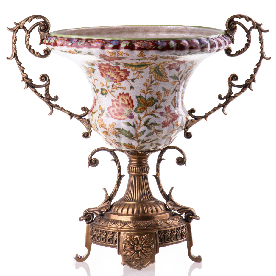 Prunkschale Jardinière mit Blumen (2) 37x40x28cm