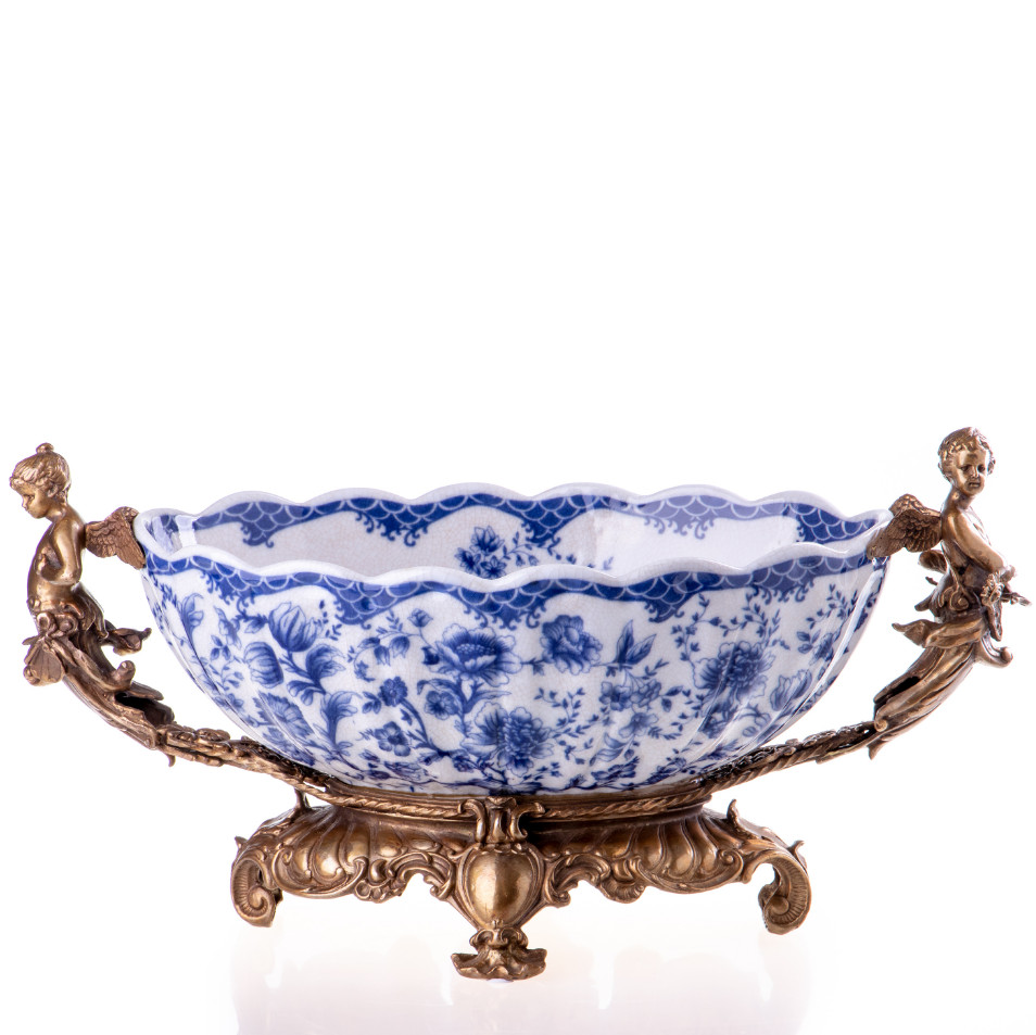 Prunkschale Jardinière mit Engeln 22x47x22cm