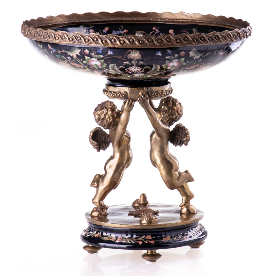 Prunkschale Jardinière mit Engeln 32x32x32cm Prunkschale Jardinière mit Engeln 32x32x32cm