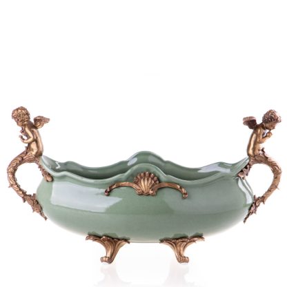Prunkschale Jardinière mit Engeln 29x54x22cm
