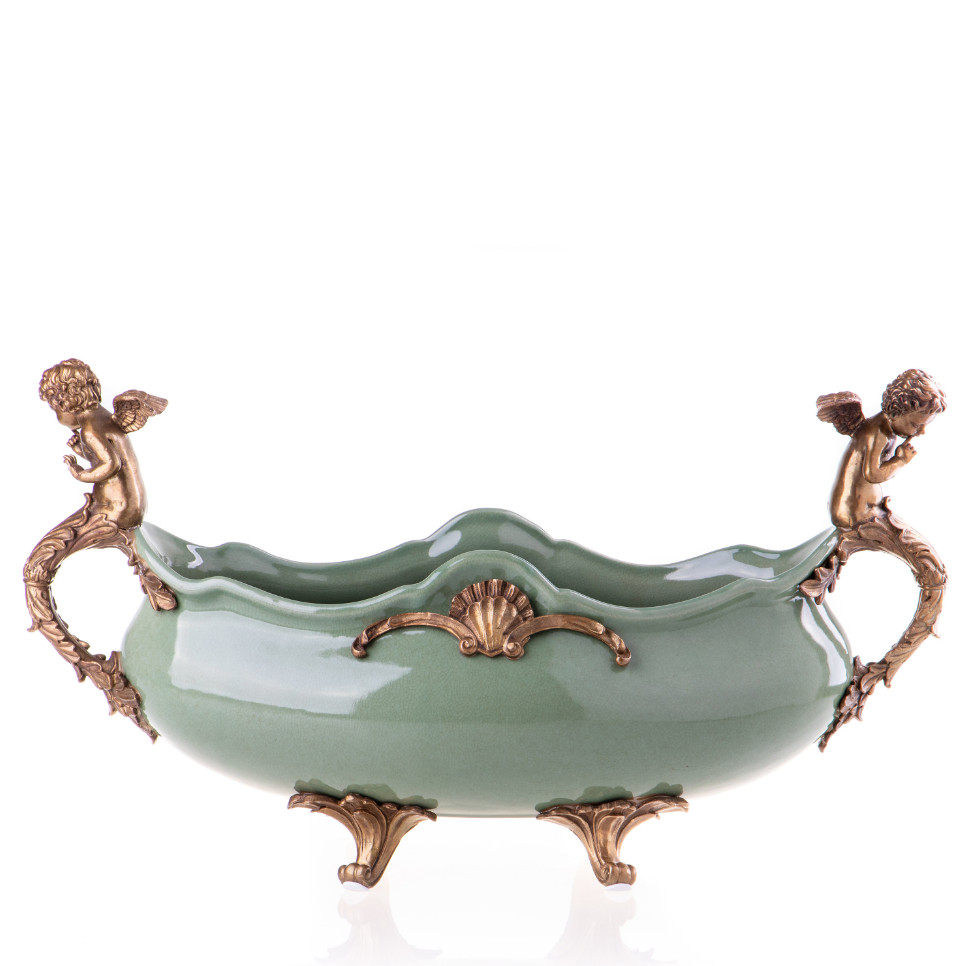Prunkschale Jardinière mit Engeln 29x54x22cm Prunkschale Jardinière mit Engeln 29x54x22cm