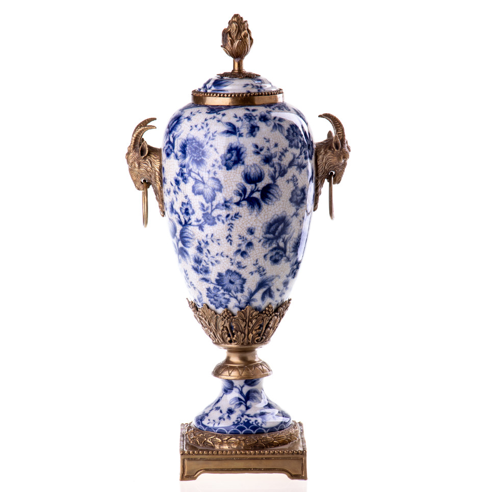 Prunkvase Deckelvase Kerzenständer Ziegenböcke (2) 50x25x18cm Prunkvase Deckelvase Kerzenständer Ziegenböcke (2) 50x25x18cm