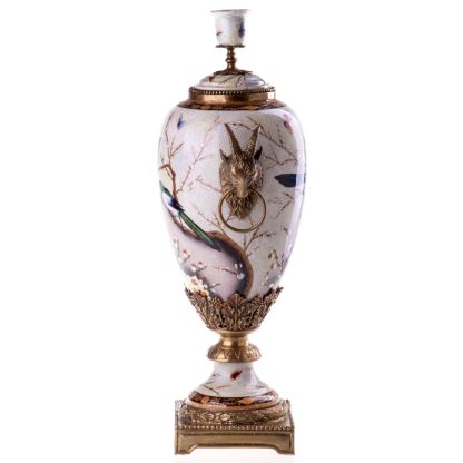 Prunkvase Deckelvase Kerzenständer Ziegenböcke 50x25x18cm2