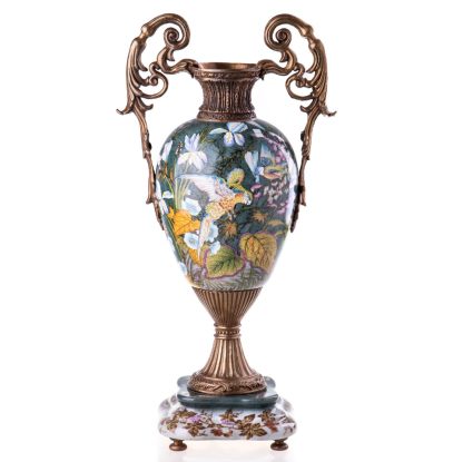 Prunkvase Vögel und Blumen 46x24x18cm
