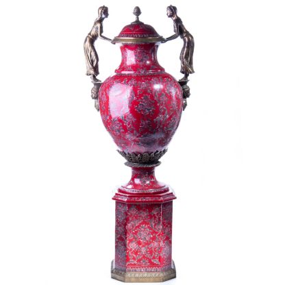 Grosse Prunkvase Deckelvase mit Jungfrauen 120x50x38cm